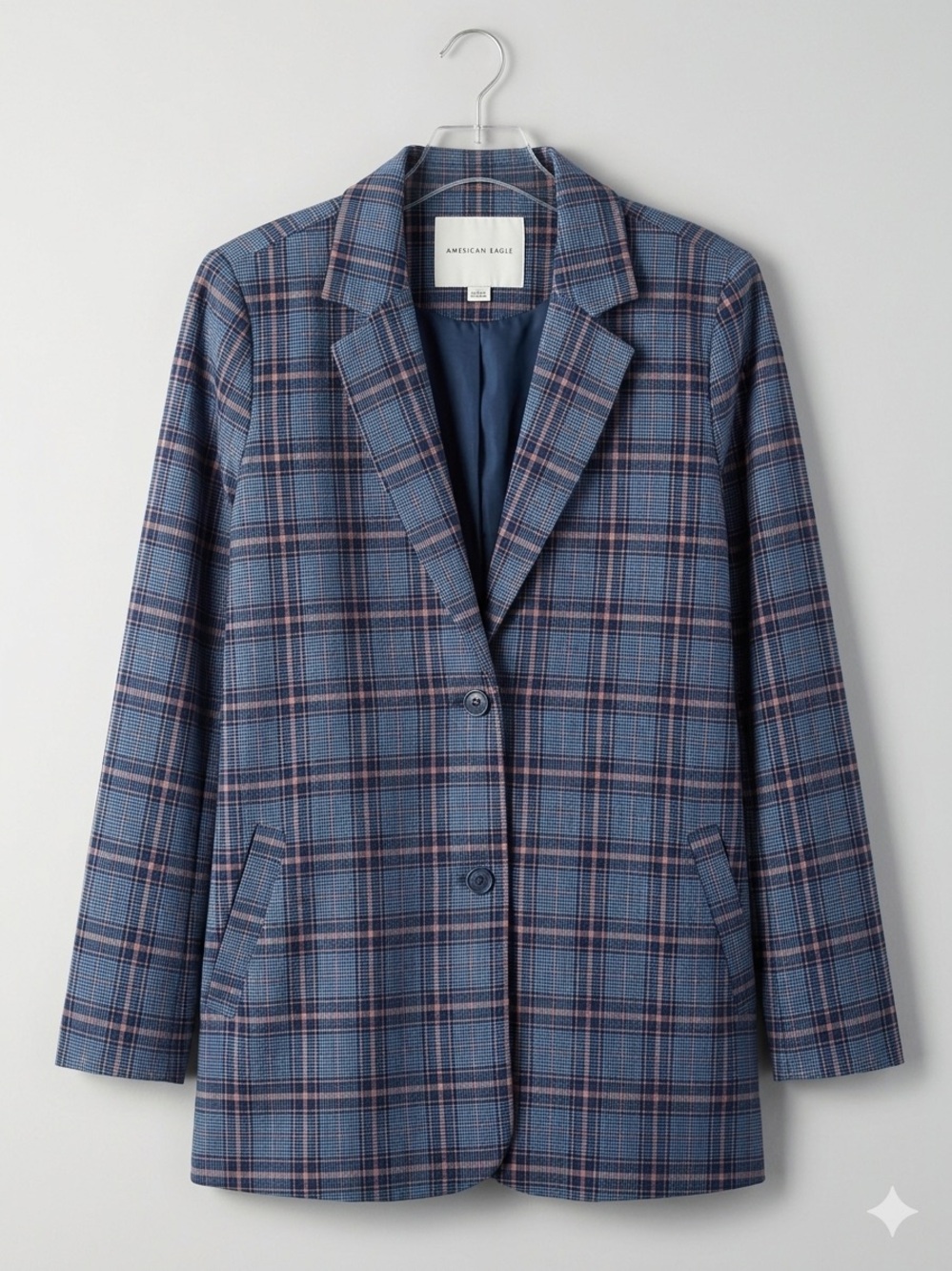 American Eagle Outfitters Blue Plaid Blazer